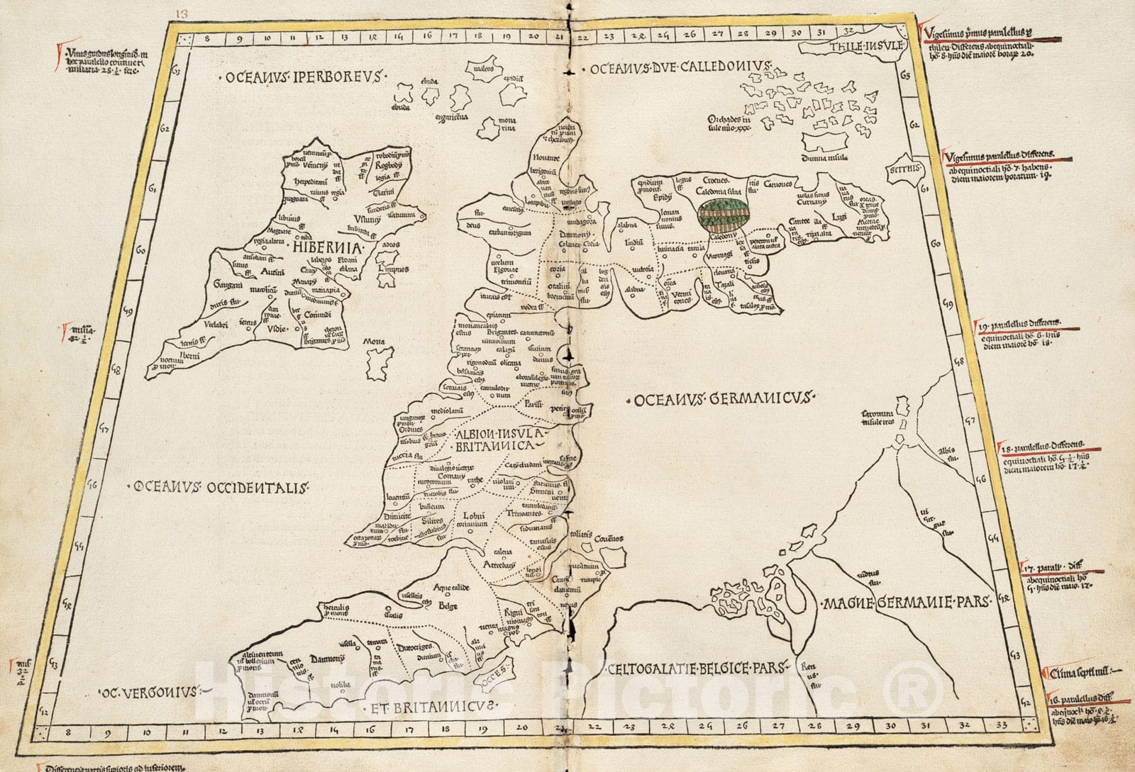 Historical Map, 1482 Prima Europe Tabula, Vintage Wall Art