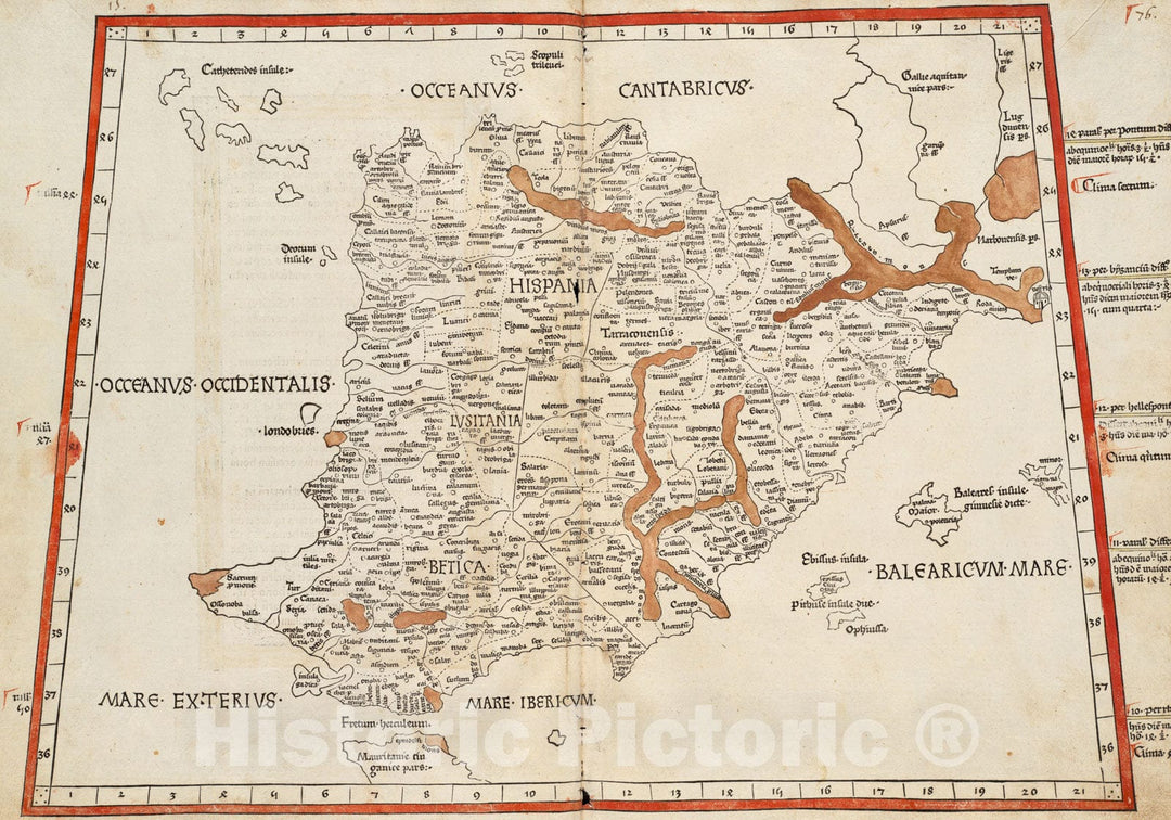 Historical Map, 1482 Secunda Europe Tabula, Vintage Wall Art