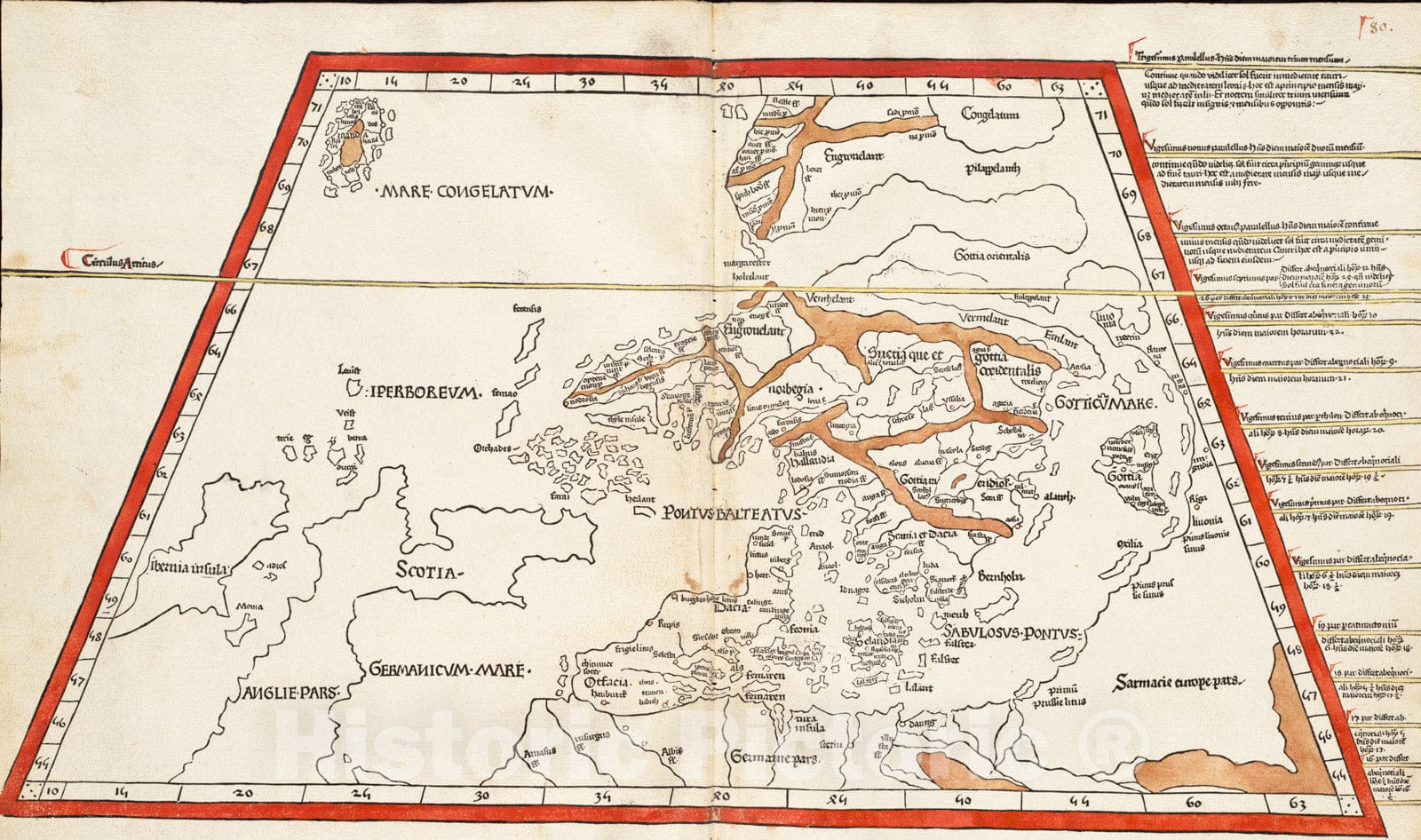 Historical Map, 1482 [Scandinavia], Vintage Wall Art