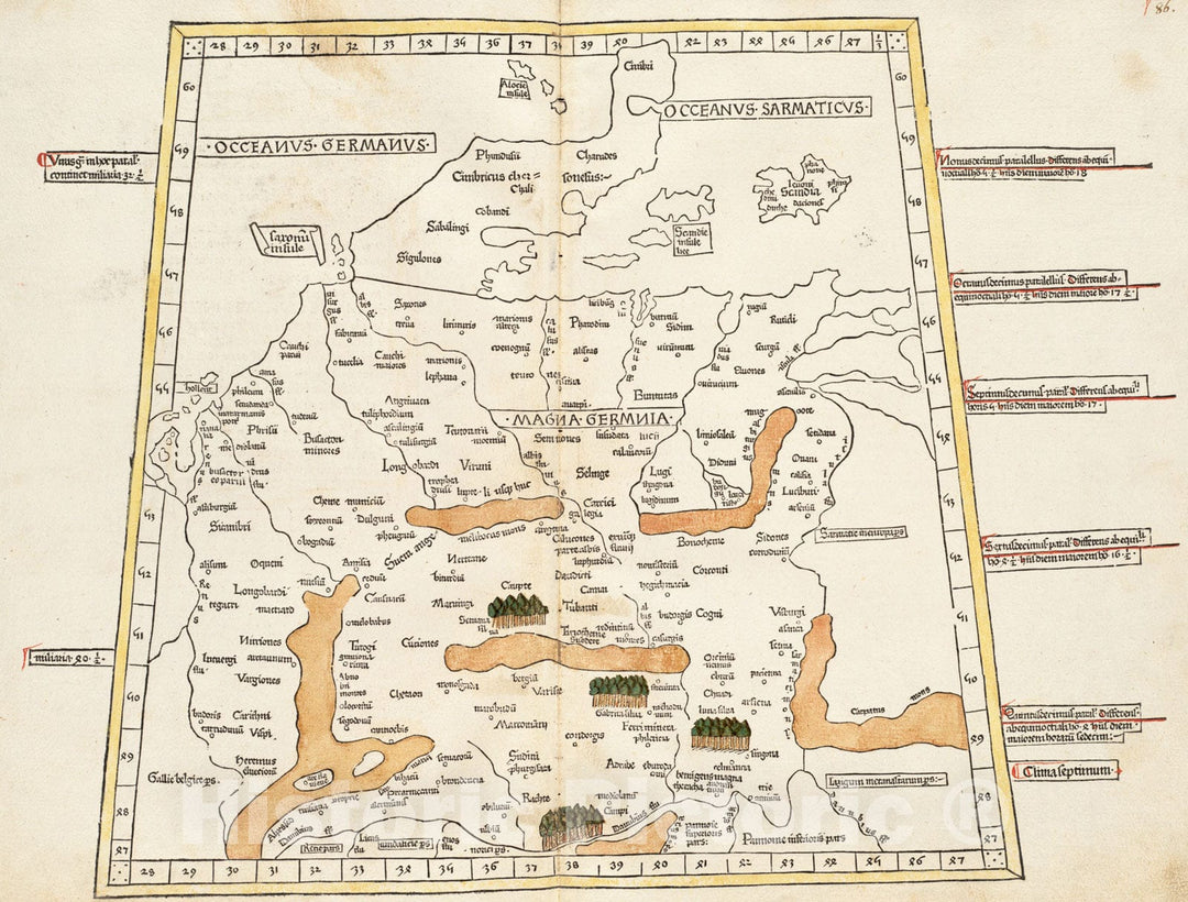 Historical Map, 1482 Quarta Europe Tabula continet Germaniam, Vintage Wall Art