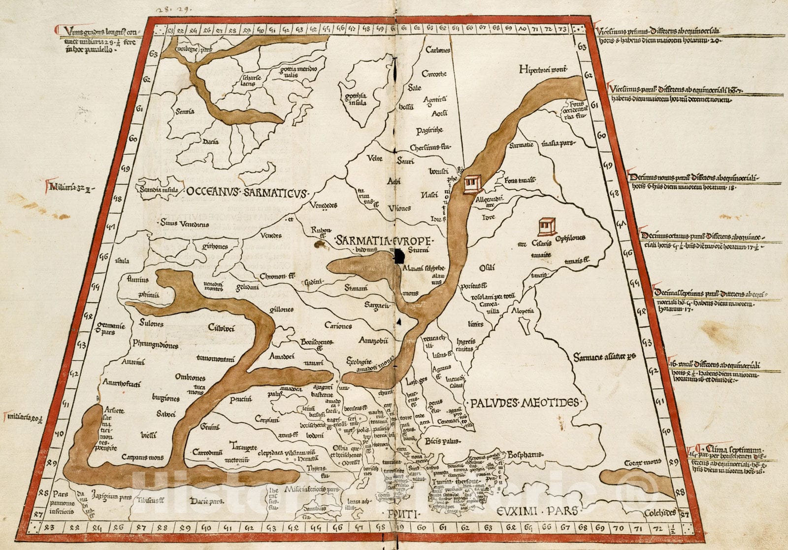 Historical Map, 1482 Octava Europe Tabula continet Sarmatiam, Vintage Wall Art