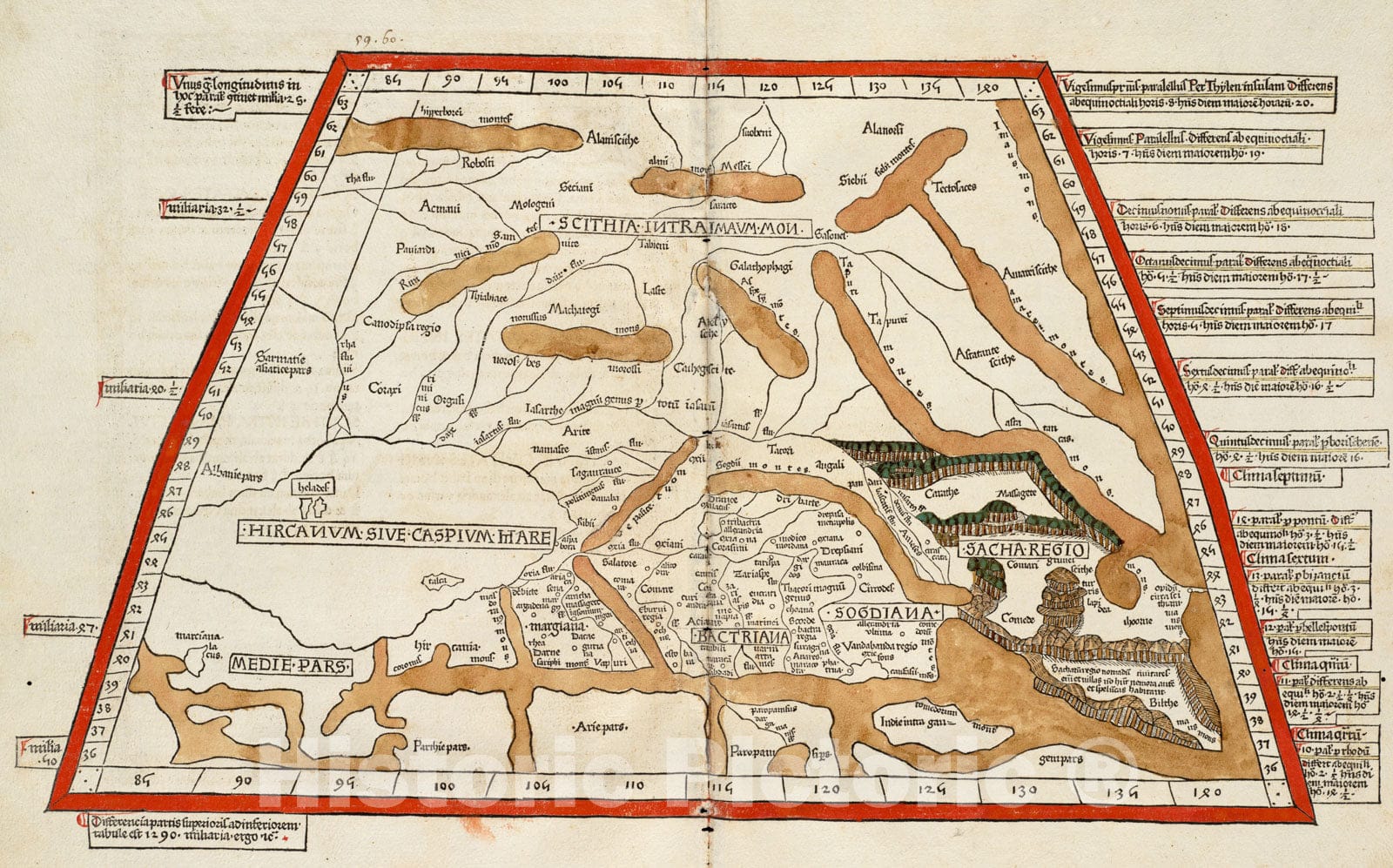 Historical Map, 1482 Septima Asia Tabula continet Margianam, Bactrianam, Sogdianos, Sacas & Scythiam Intra ImauIâ€ž moIâ€žteIâ€ž, Vintage Wall Art