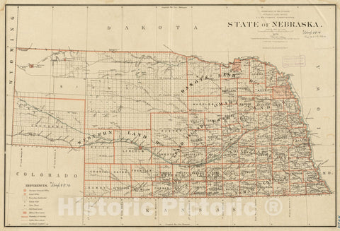 Historical Map, 1879 State of Nebraska, Vintage Wall Art