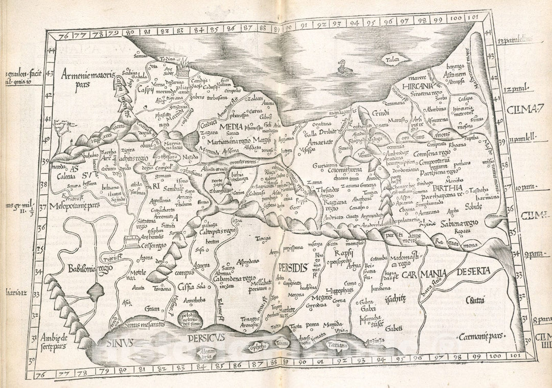 Historical Map, 1525 Tabula V Asiae, Vintage Wall Art