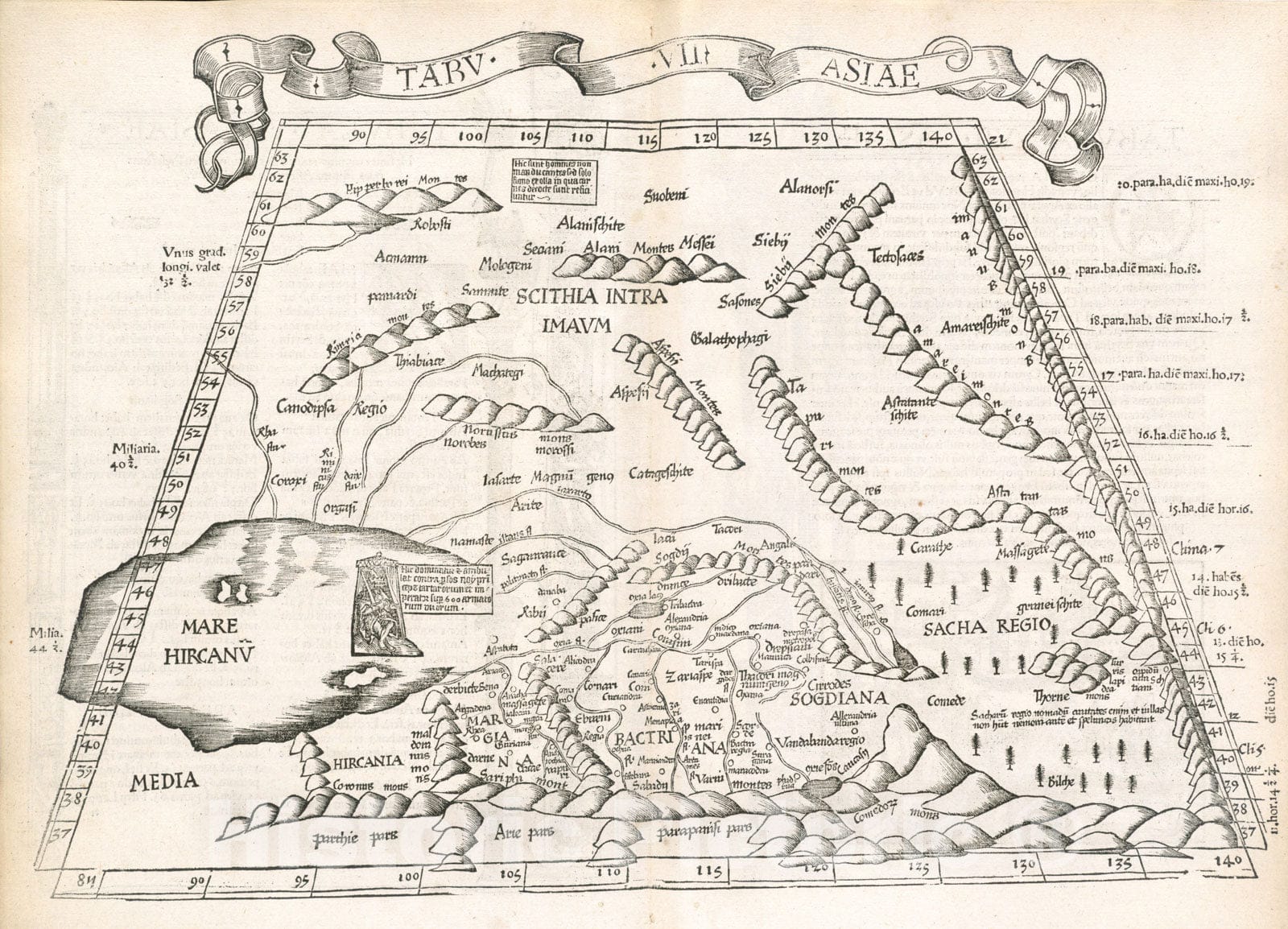 Historical Map, 1525 Tabula VII Asiae, Vintage Wall Art