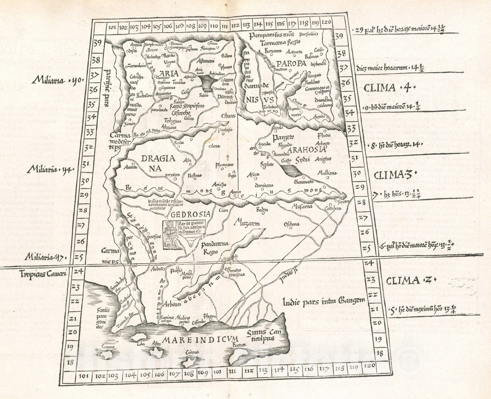 Historical Map, 1525 Tabula IX Asiae, Vintage Wall Art