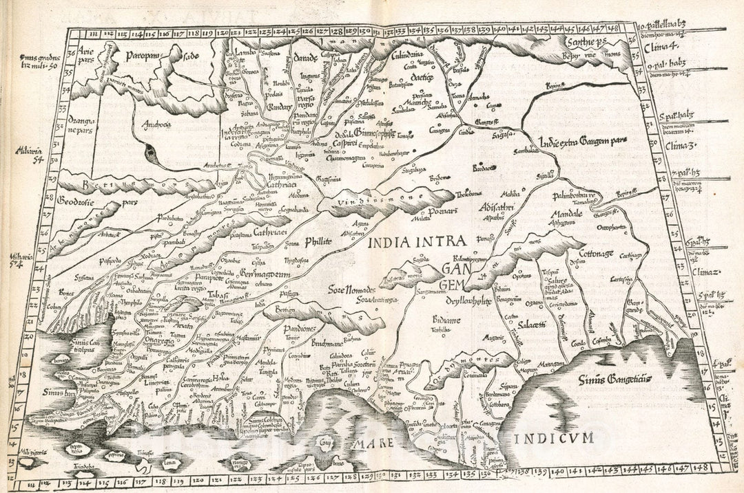 Historical Map, 1525 Tabula X Asiae, Vintage Wall Art