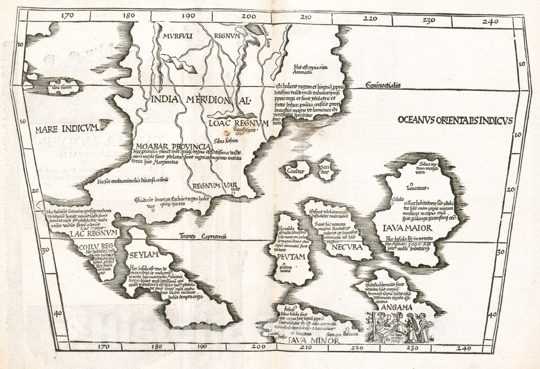 Historical Map, 1525 Tabula moder. Indiae Orientalis, Vintage Wall Art