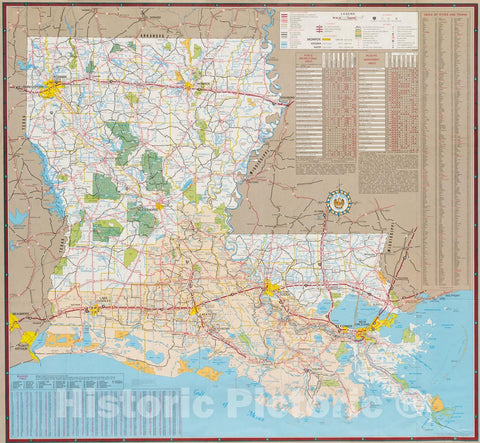 Historical Map, 1983 Louisiana, a Dream State, Vintage Wall Art