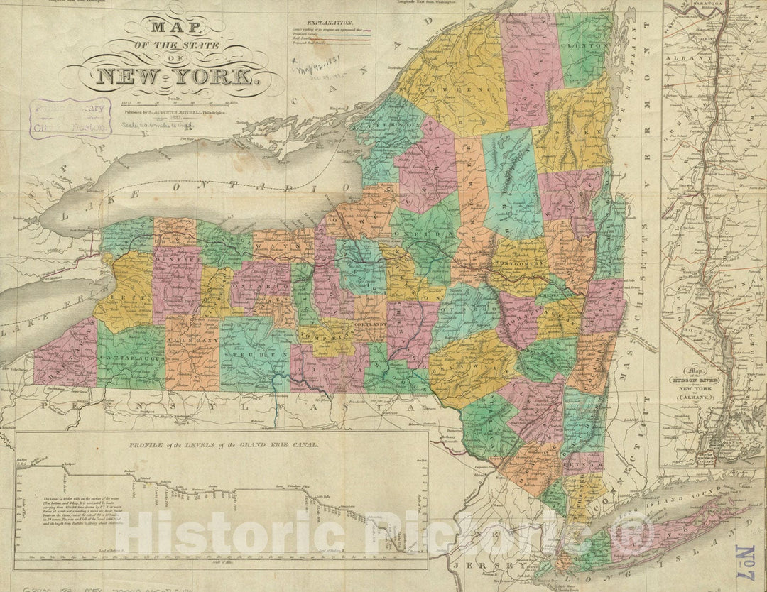 Historical Map, 1831 Map of The State of New York, Vintage Wall Art