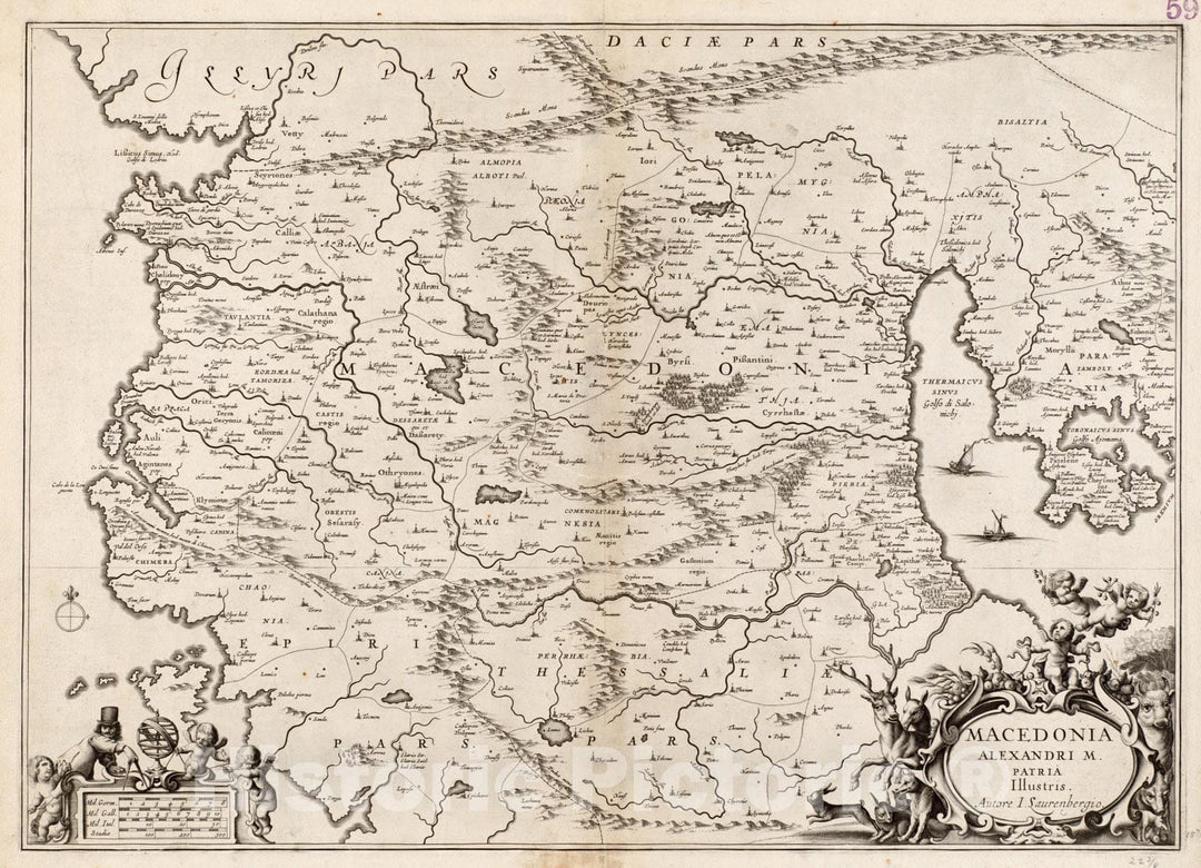 Historical Map, 1680-1700 Macedonia Alexandri M. Patria Illustris, Vintage Wall Art