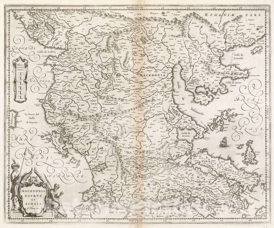 Historical Map, 1659-1672 Macedonia, Epirus et Achaia, Vintage Wall Art