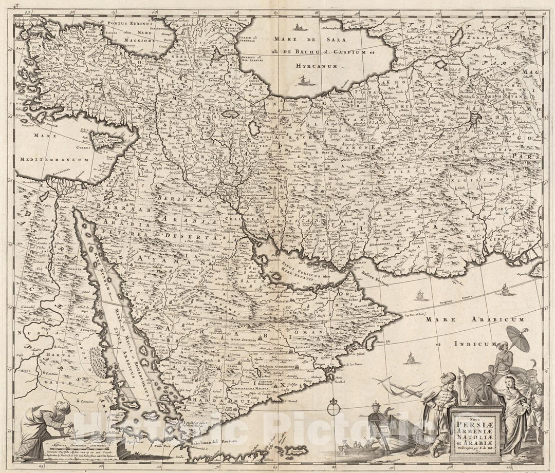 Historical Map, 1680 Nova Persiae Armeniae Natoliae et Arabiae, Vintage Wall Art