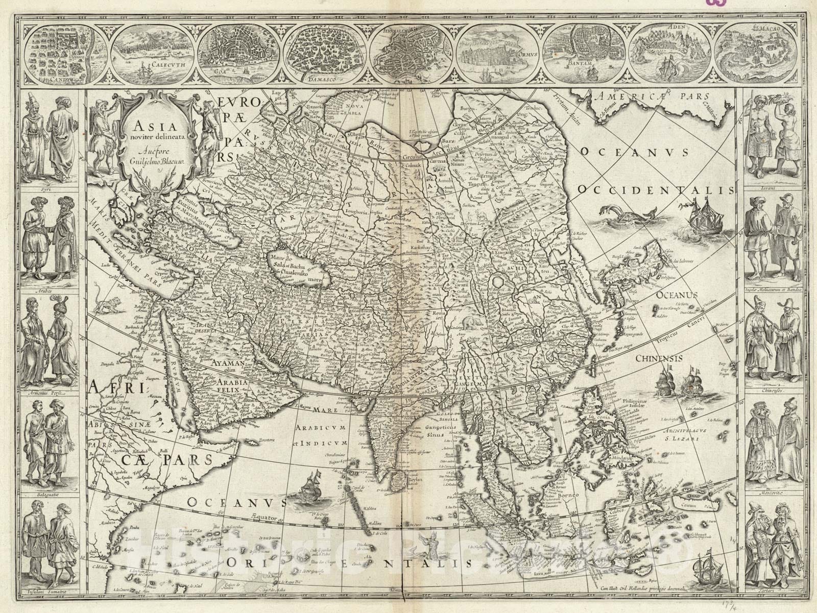 Historical Map, 1655 Asia noviter delineata, Vintage Wall Art