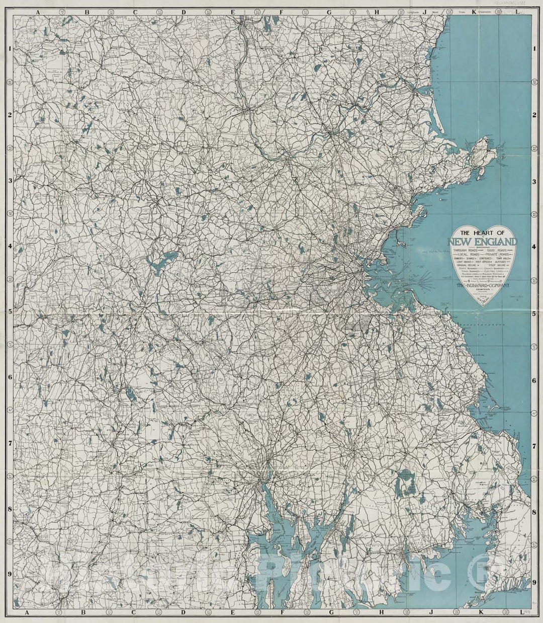 Historical Map, ca. 1911 The Heart of New England, Vintage Wall Art