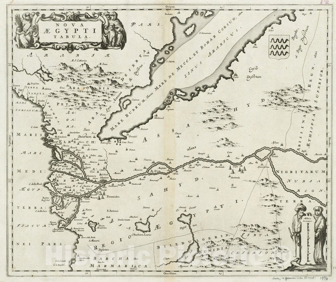 Historical Map, ca. 1670 Nova Aegypti tabula, Vintage Wall Art