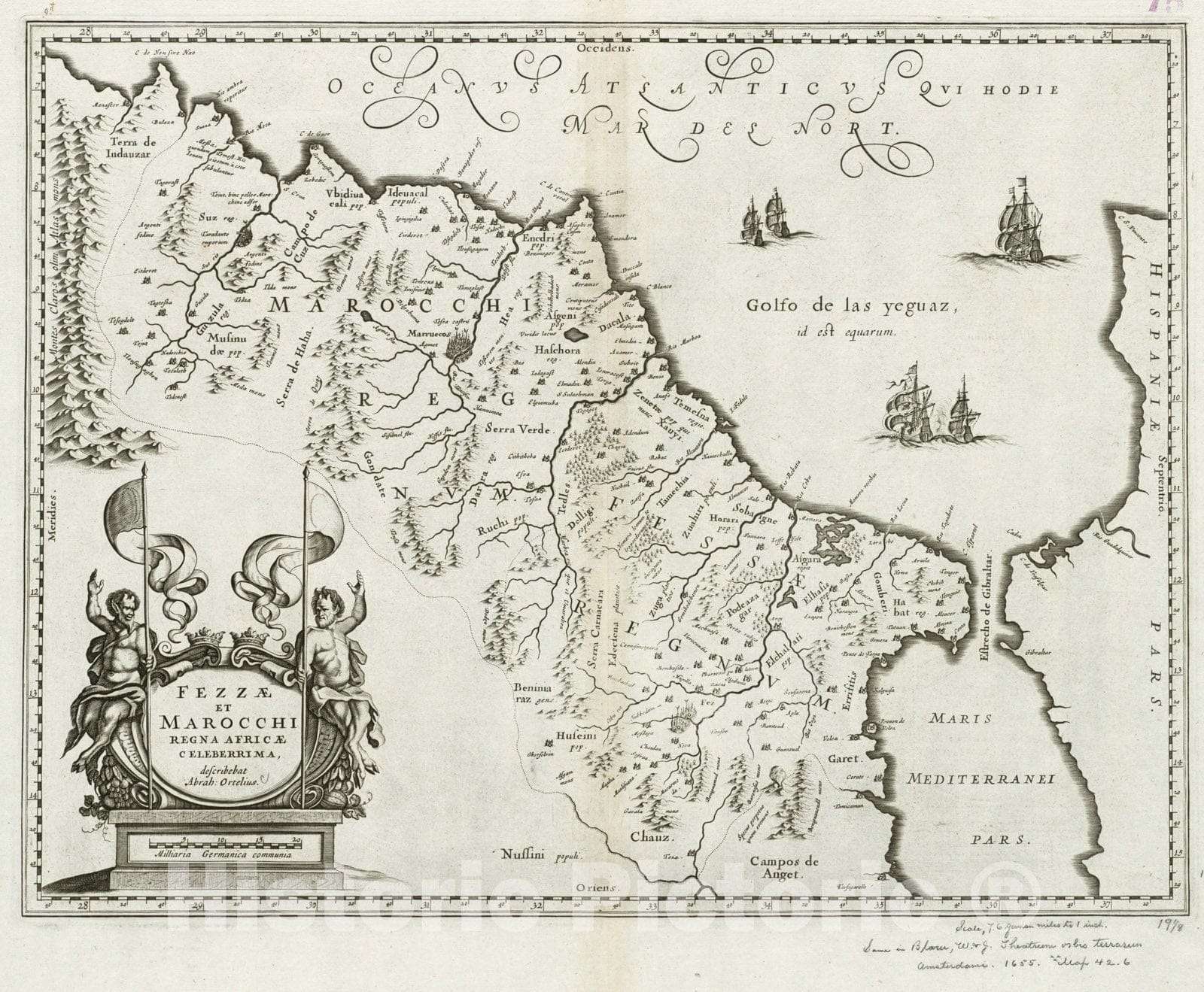 Historical Map, 1636 Fezzae et Marocchi Regna Africae celeberrima, Vintage Wall Art