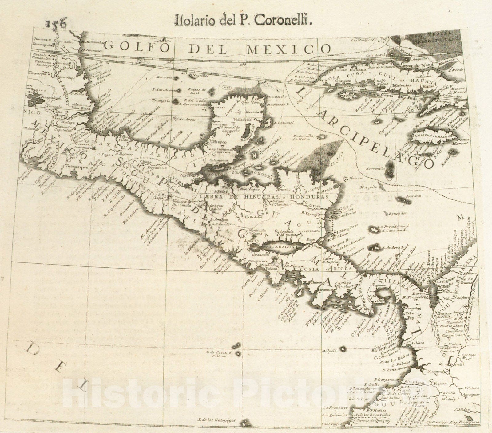 Historical Map, 1697 [Mexico and Central America], Vintage Wall Art