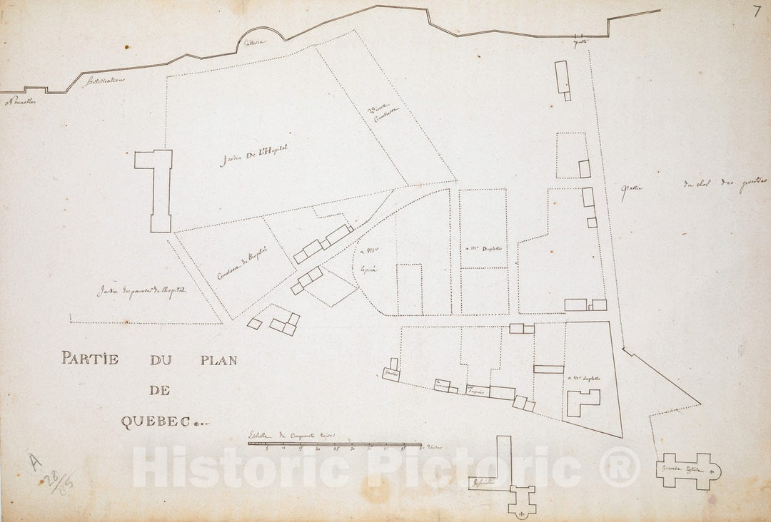 Historical Map, 1759 PARTIE DU Plan DE QUEBEC, Vintage Wall Art