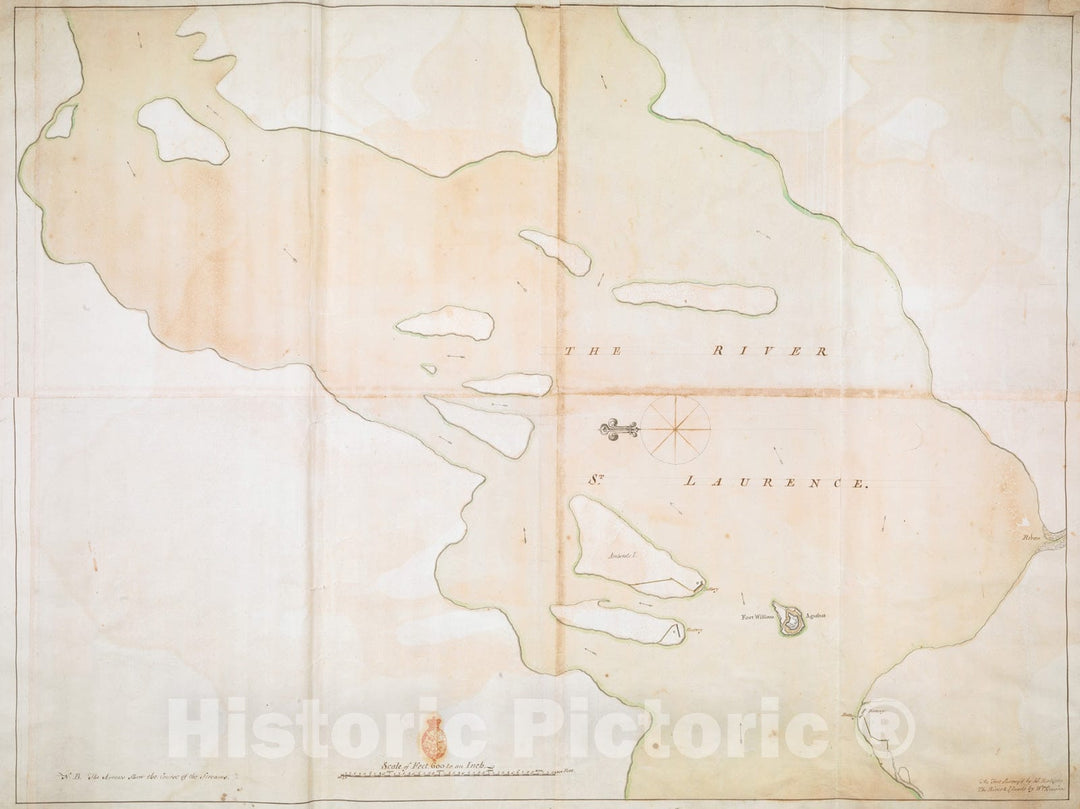 Historical Map, ca. 1760 THE RIVER S.T LAURENCE, Vintage Wall Art