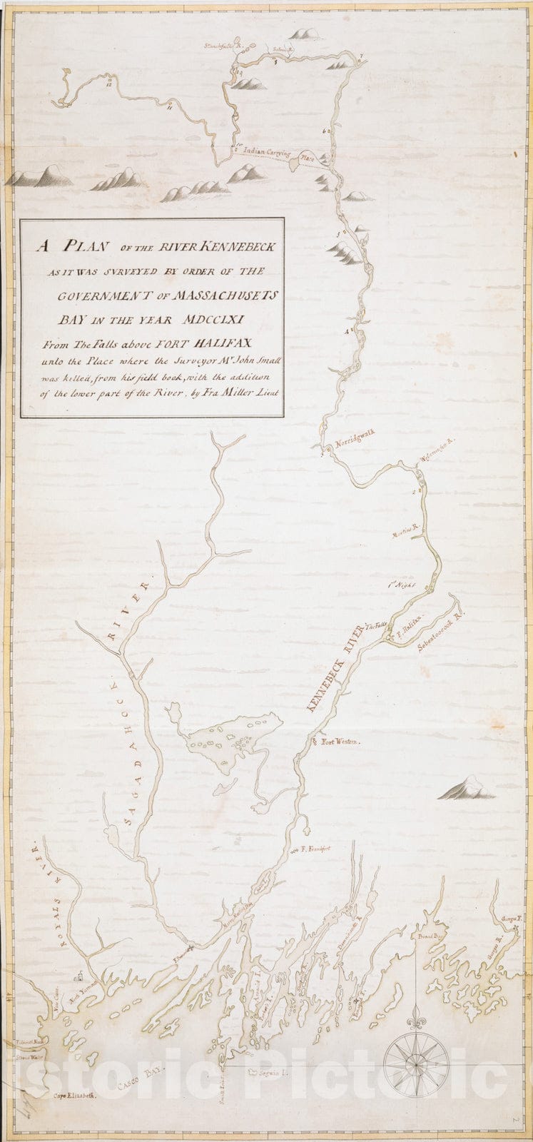 Historical Map, 1761 A Plan of The River KENNEBECK AS IT was SVRVEYED by Order of The Government of MASSACHUSETS Bay in The Year MDCCLXI, Vintage Wall Art