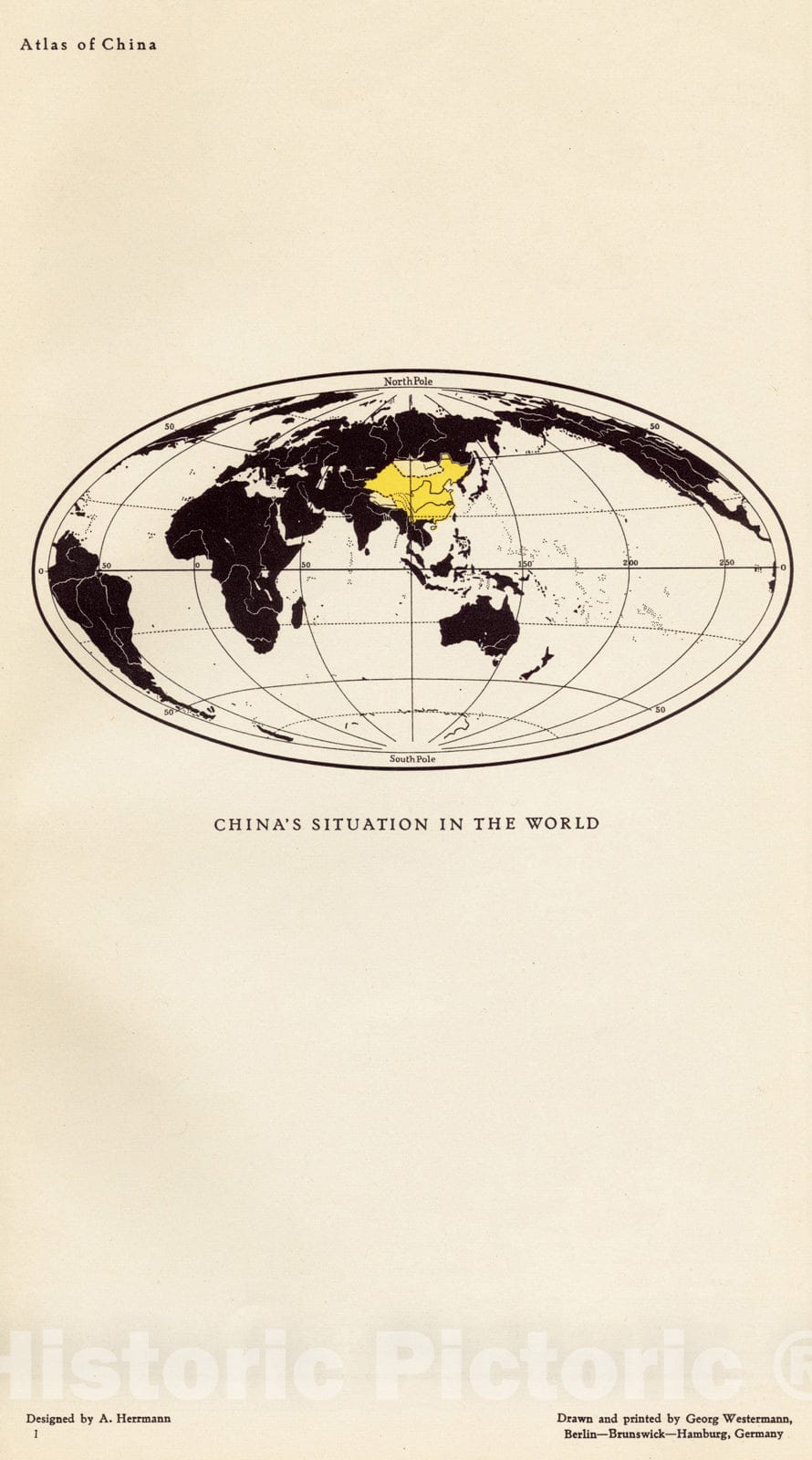 Historical Map, 1935 China's Situation in The World, Vintage Wall Art