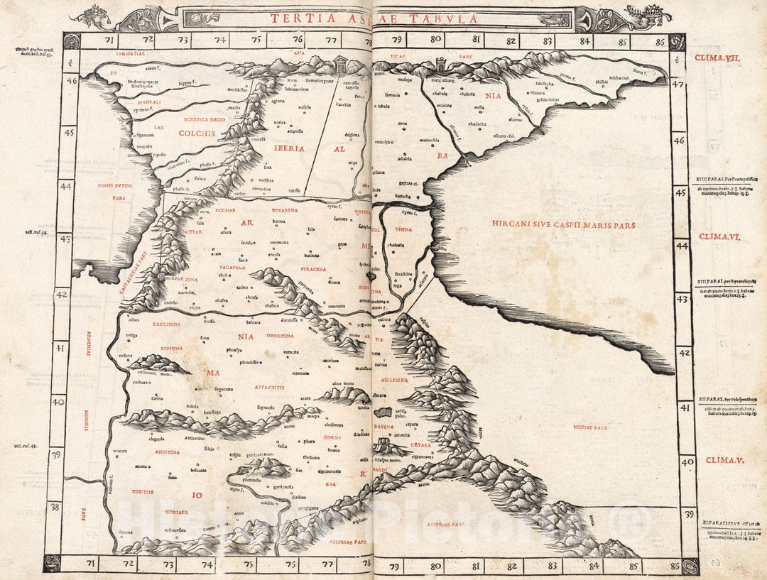 Historical Map, 1511 Tertia Asiae tabula, Vintage Wall Art