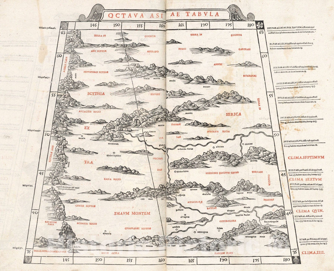 Historical Map, 1511 Octava Asiae Tabula, Vintage Wall Art