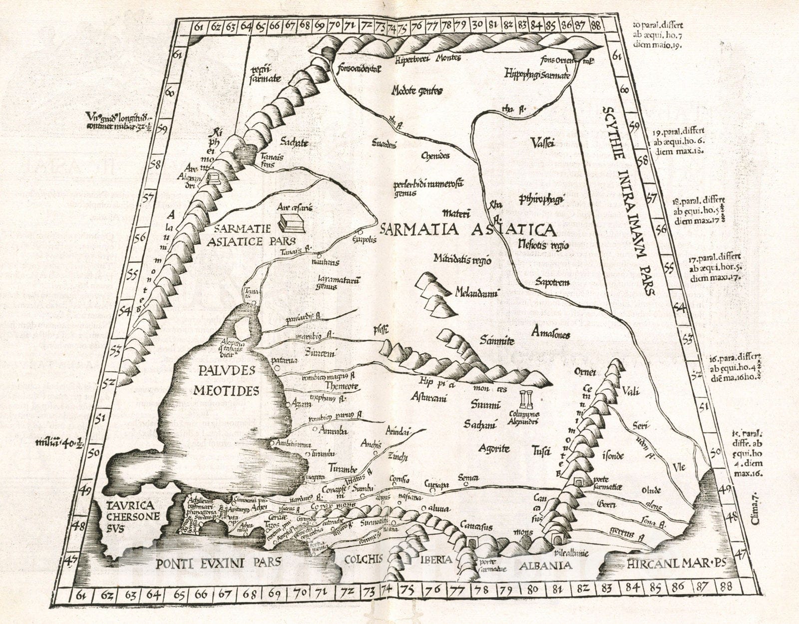 Historical Map, 1525 Tabula II Asiae, Vintage Wall Art