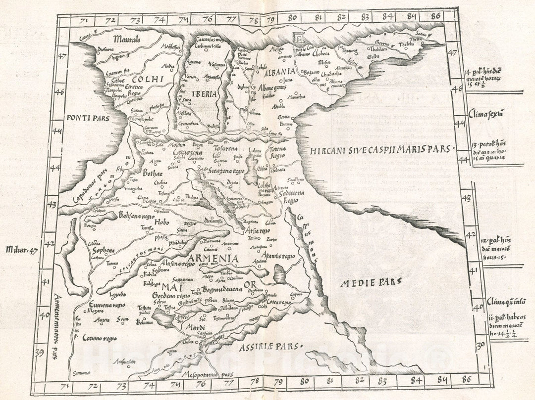 Historical Map, 1525 Tabula III Asiae, Vintage Wall Art