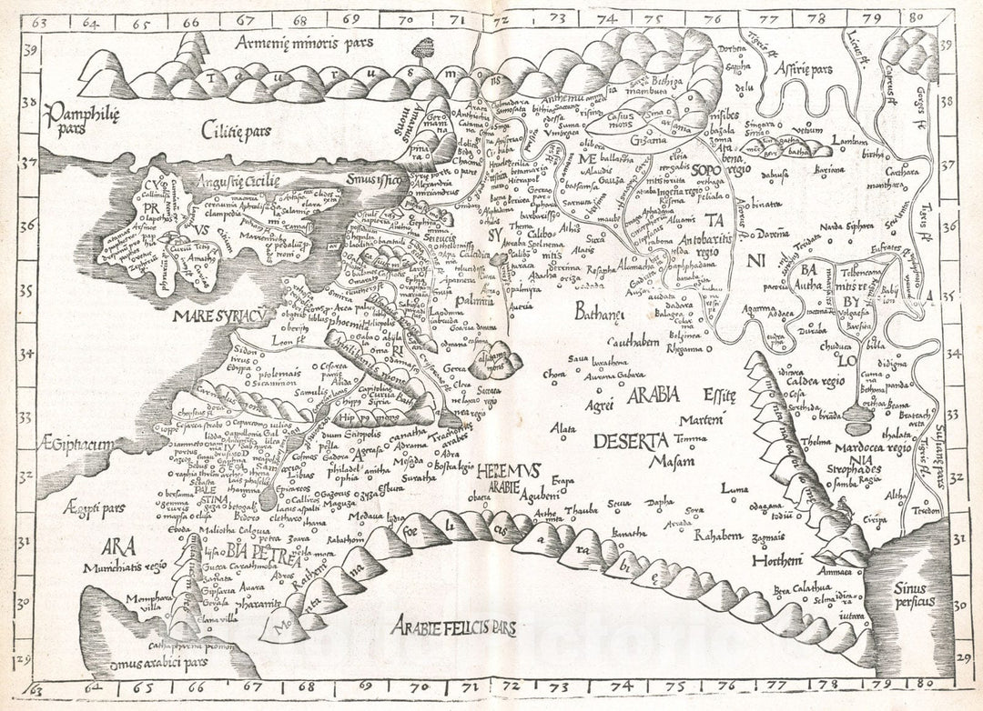 Historical Map, 1525 Tabula IIII Asiae, Vintage Wall Art