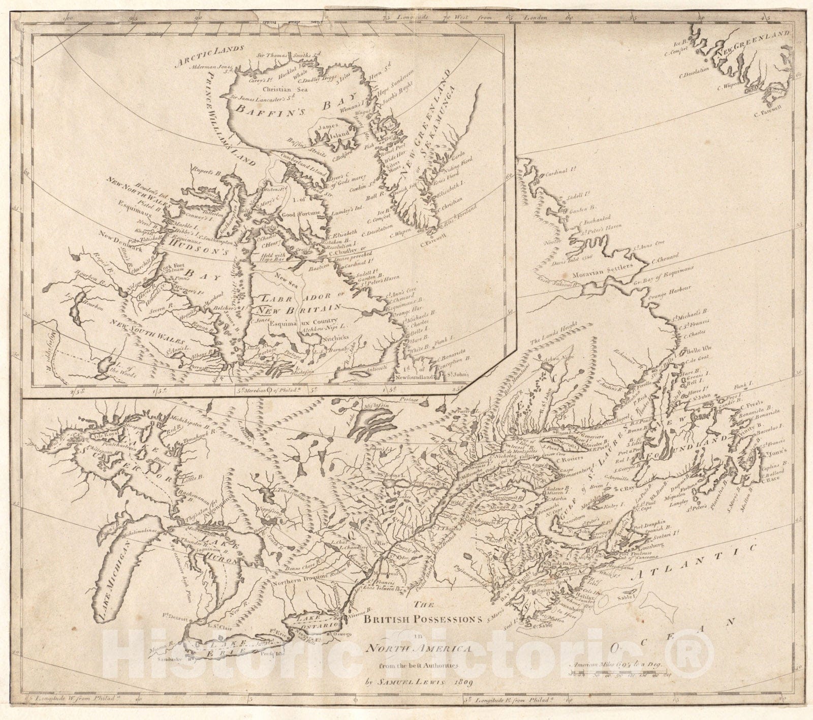 Historical Map, 1809 The British Possessions in North America from The Best Authorities, Vintage Wall Art