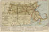 Historical Map, 1914 National Highways map of the state of Massachusetts showing one thousand miles of national highways proposed by the National Highways Association, Washington D.C, Vintage Wall Art