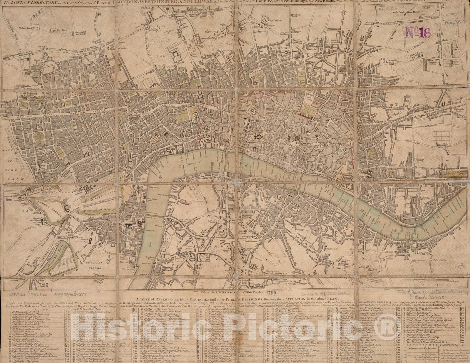 Historical Map, 1795 The London Directory, or a New & Improved Plan of London, Westminster, Southwark : with The Adjacent Country, The New Buildings, The New Roads, Vintage Wall Art