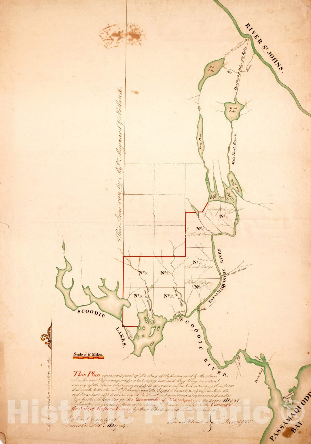 Historical Map, This Plan Represents par of The Bay of Passamoquoddy : The Rivers Scoodic and Passamaquoddy which Empty into Said Bay Being an Actual Survey of The Ri, Vintage Wall Art