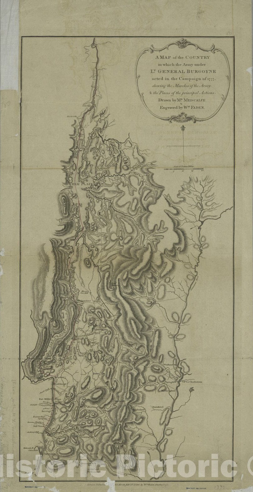 Historical Map, A map of The Country in which The Army Under Lt. General Burgoyne acted in The Campaign of 1777, Vintage Wall Art