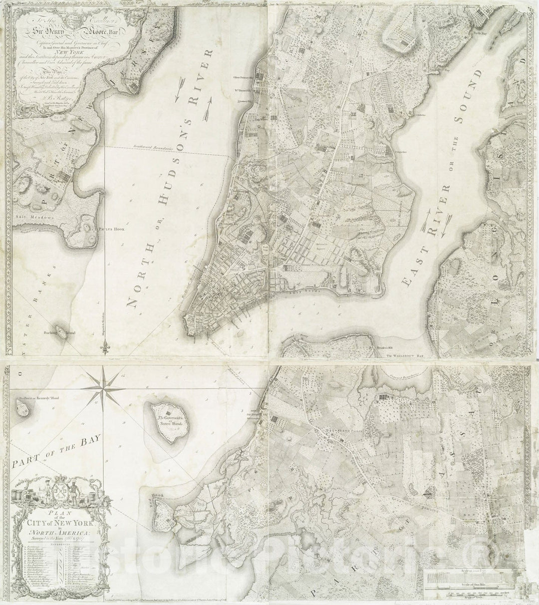 Historical Map, Plan of the city of New York in North America : surveyed in the years 1766 & 1767, Vintage Wall Art