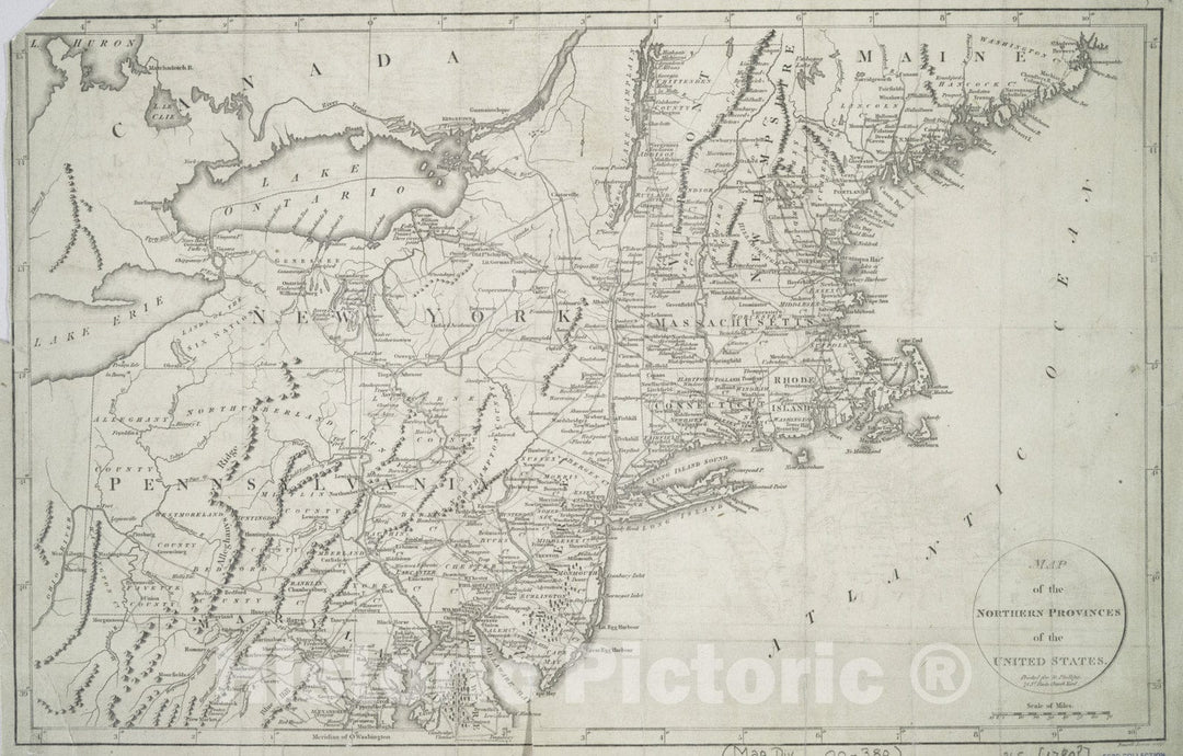 Historical Map, 1800 Map of The Northern Provinces of The United States, Vintage Wall Art