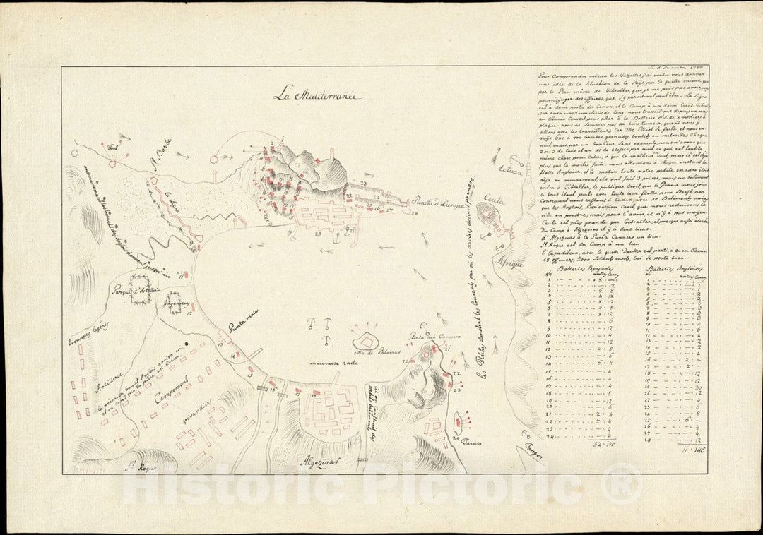 Historical Map, 1780 [Plan de Gibraltar], Vintage Wall Art