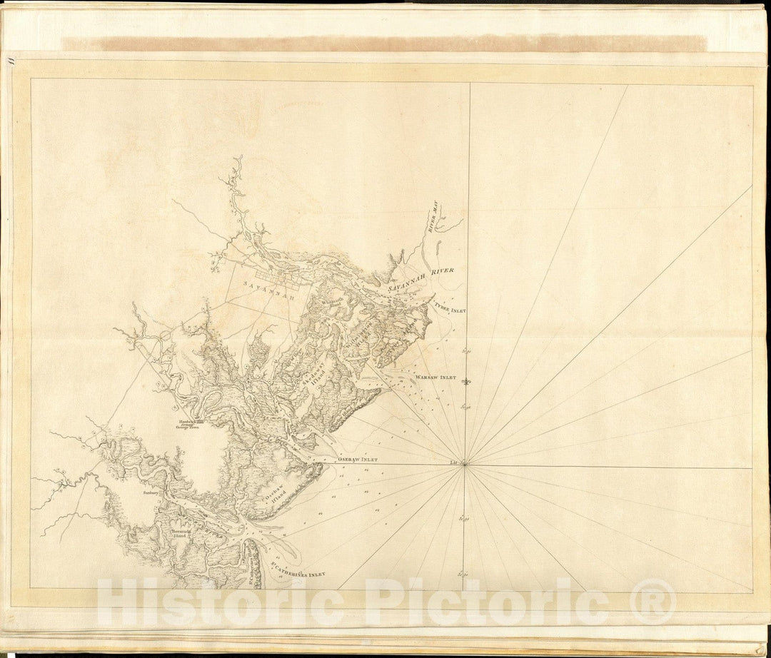 Historical Map, ca. 1779 [The coasts, Rivers and inlets of The Province of Georgia], Vintage Wall Art