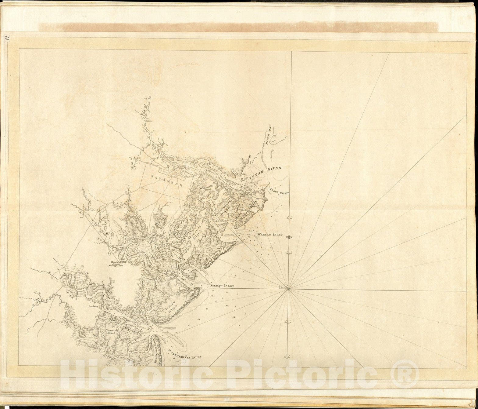 Historical Map, ca. 1779 [The coasts, Rivers and inlets of The Province of Georgia], Vintage Wall Art