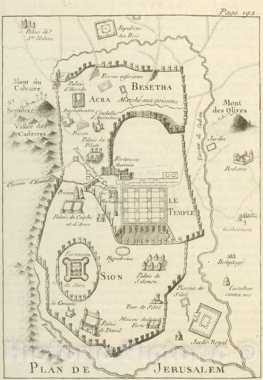 Historic 1784 Map - Plan De Jerusalem. - Jerusalem - Vintage Wall Art