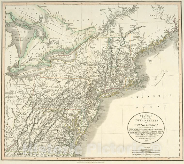 Historic 1806 Map - A New Map Of Part Of The United States Of North America : Contai - - Vintage Wall Art