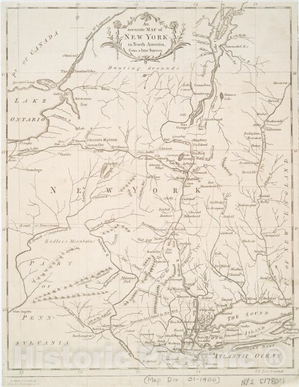 Historic Map - 1780 An Accurate Map Of New York In North America, From A Late Survey. - Vintage Wall Art