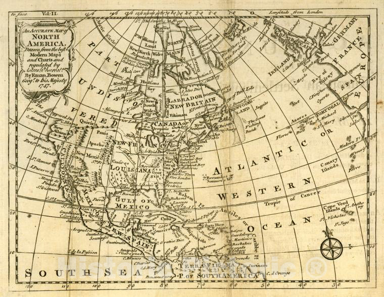 Historic 1757 Map - An Accurate Map Of North America : Drawn From The Best Modern Ma - America - North America - North America - Maps - Early Works To 1800 - Vintage Wall Art