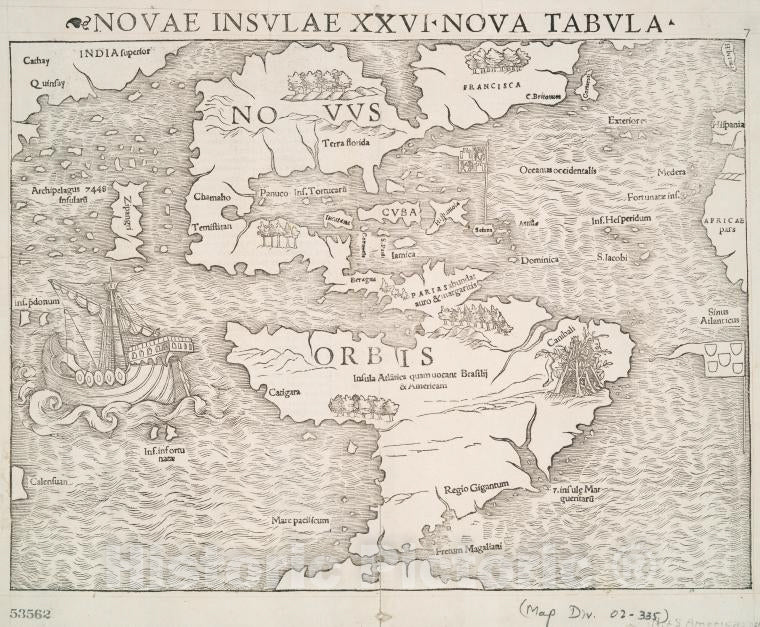 Historic 1545 Map - Novae Insvlae Xxvi Nova Tabvla. - Americamaps Of North And South America - Vintage Wall Art