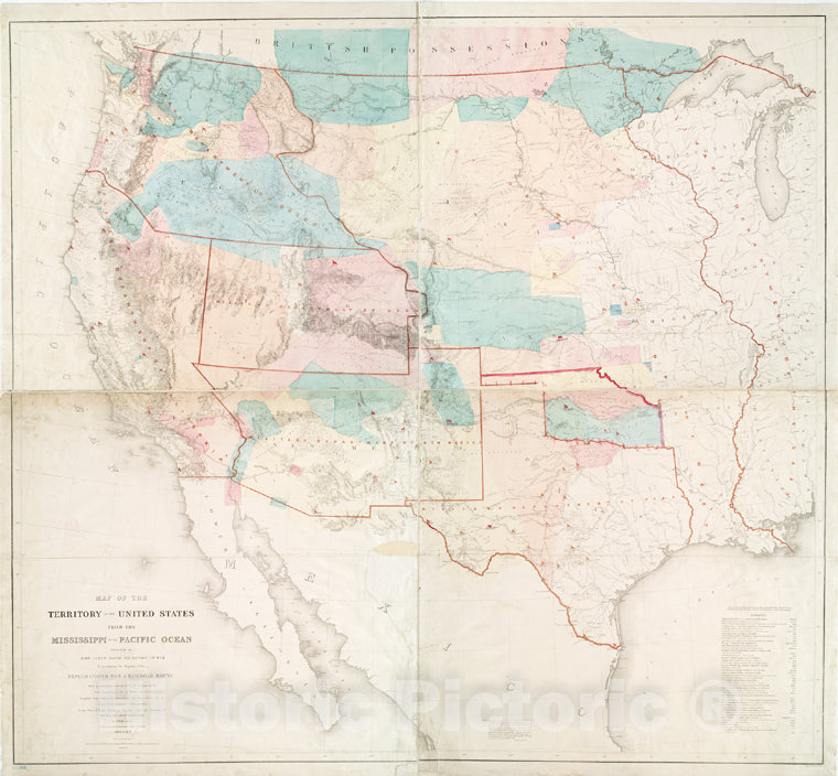 Historic 1857 Map - Map Of The Territory Of The United States From The Mississippi T - West (U.S.) - United Statesmaps Of North America. - Vintage Wall Art