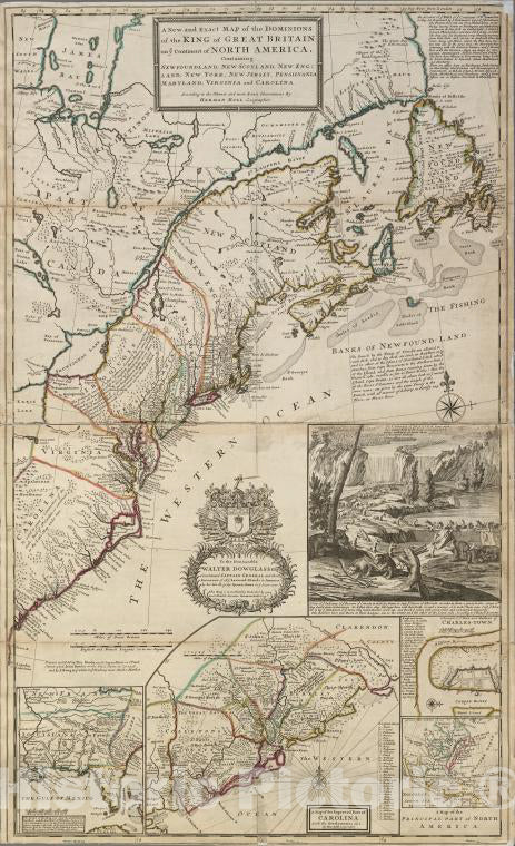 Historic Map - 1715 North America : Containing Newfoundland, New Scotland, New England, New York, New Jersey, Pensilvania, Maryland, Virginia And Carolina - Vintage Wall Art