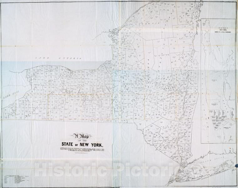 Historic 1842 Map - A Map Of The State Of New York : Exhibiting The Situation And - New York (N.Y.) - New York (State) Maps Of New York City And State - Vintage Wall Art