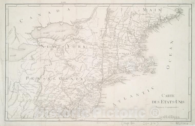 Historic 1799 Map - Carte Des Etats-Unis : Provinces Septentrionales. - Northeastern States - Maps - Early Works To 1800Maps Of North America. - Vintage Wall Art